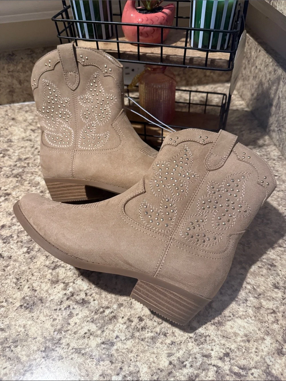 art class Kids Elma Tan Western Ankle Boots with Stud Detailing Side Zip Side 5